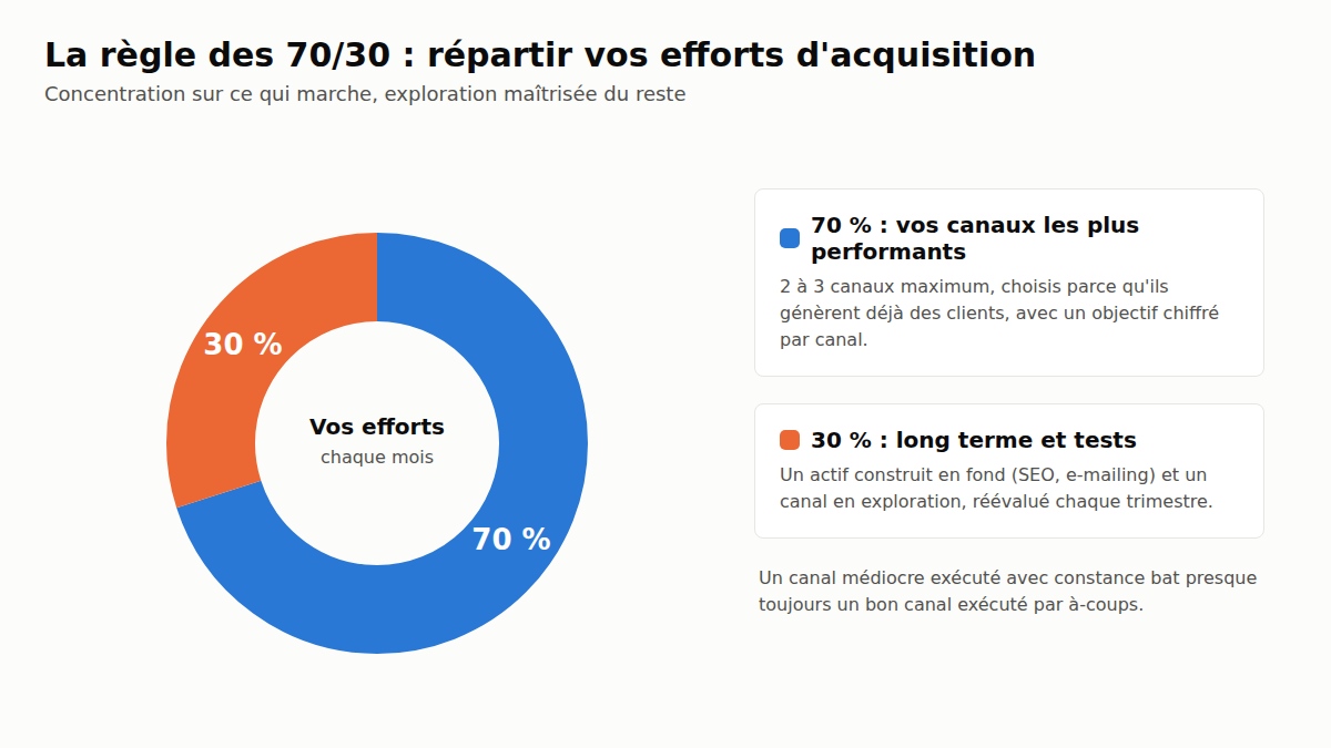 Répartition recommandée des efforts entre canaux d'acquisition