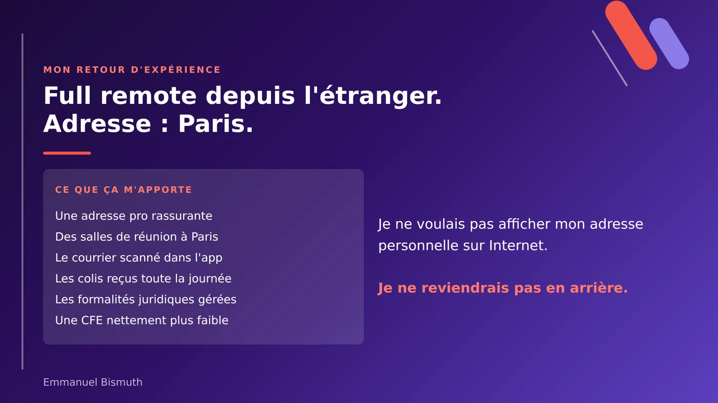 Mon retour d'expérience : une adresse Avenue Victor Hugo à Paris pour une activité 100 % remote