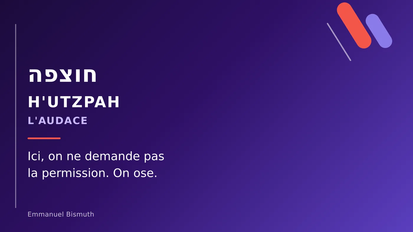 H'utzpah, l'audace en hébreu : ici, on ne demande pas la permission, on ose