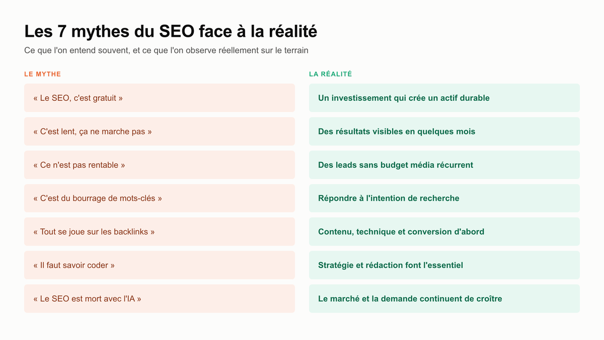 Les mythes du SEO : 7 idées reçues qui vous empêchent de réussir